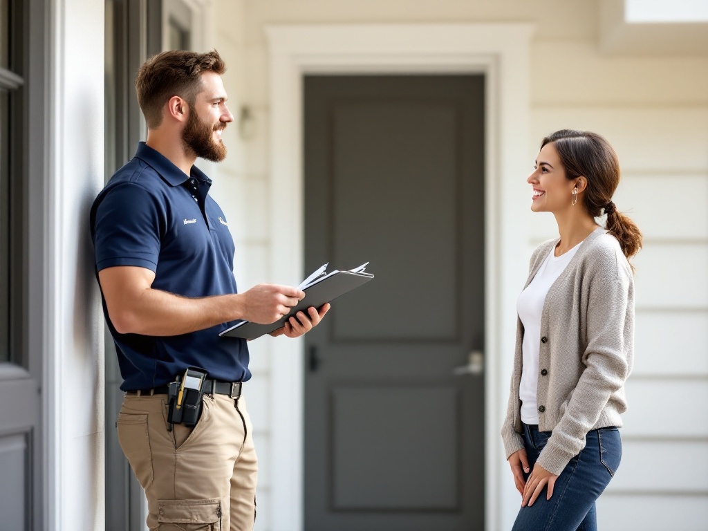 Pest control technician removing spider web in Olathe, KS